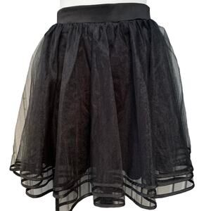 Windsor Fairycore Whimsygoth Gathered Layers Tulle Full Mini Skirt Women M Black